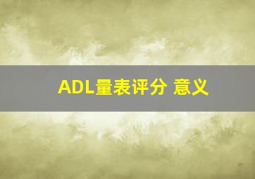 ADL量表评分 意义